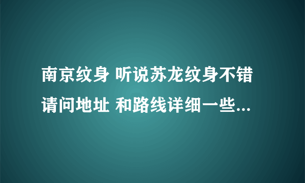 南京纹身 听说苏龙纹身不错请问地址 和路线详细一些 怎么走 我在新街口这里