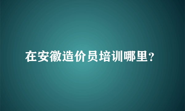 在安徽造价员培训哪里？