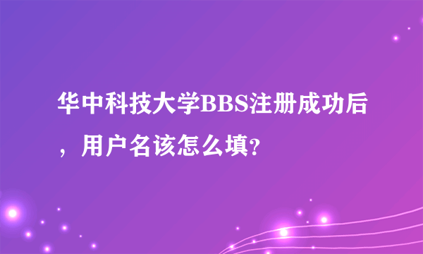 华中科技大学BBS注册成功后，用户名该怎么填？