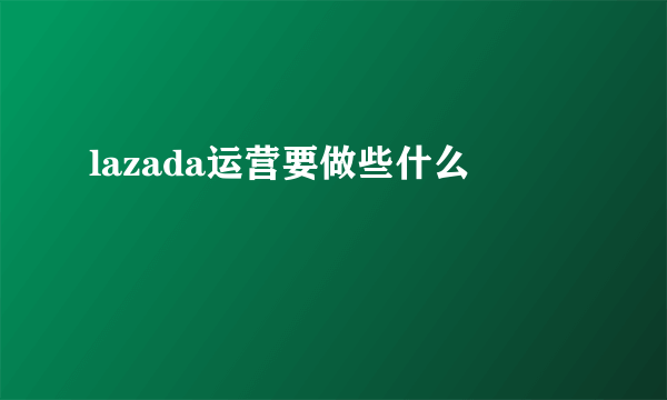 lazada运营要做些什么