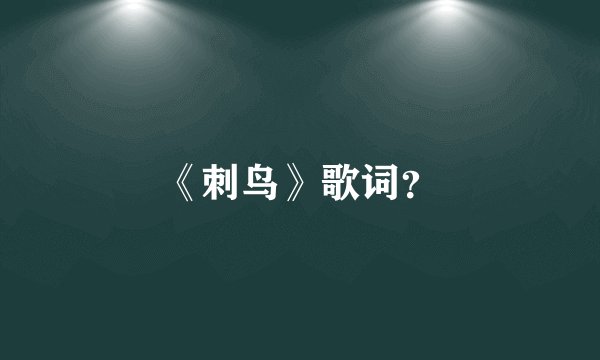 《刺鸟》歌词？