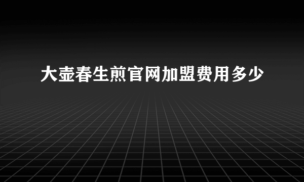 大壶春生煎官网加盟费用多少