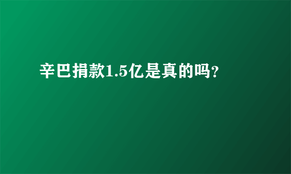 辛巴捐款1.5亿是真的吗？