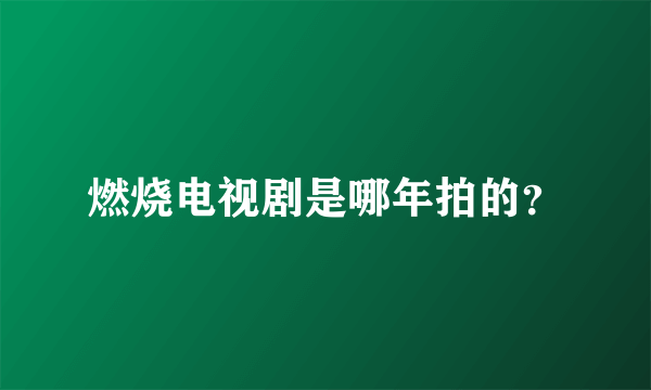 燃烧电视剧是哪年拍的？