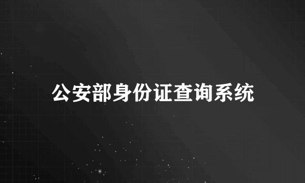 公安部身份证查询系统