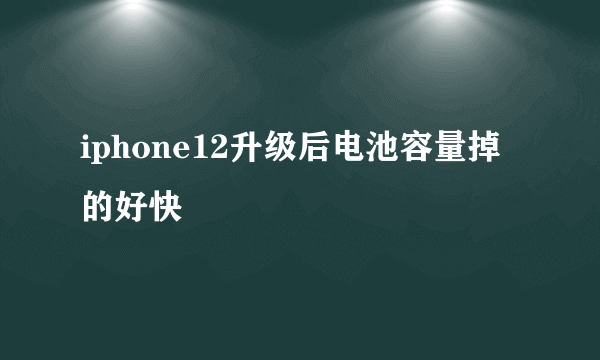 iphone12升级后电池容量掉的好快