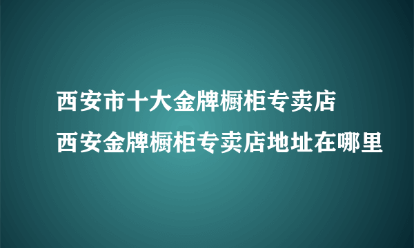 西安市十大金牌橱柜专卖店 西安金牌橱柜专卖店地址在哪里