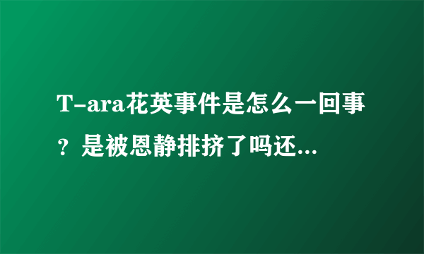 T-ara花英事件是怎么一回事？是被恩静排挤了吗还是什么的。雅琳又为什么发IG说最恨的人是...