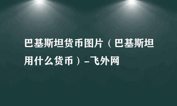 巴基斯坦货币图片（巴基斯坦用什么货币）-飞外网