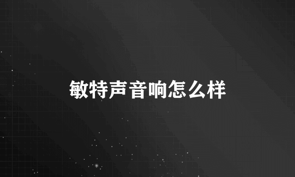 敏特声音响怎么样