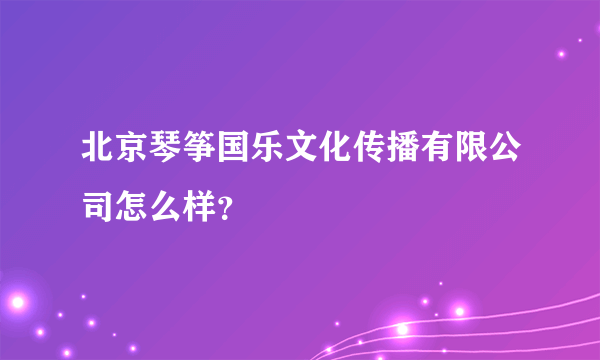 北京琴筝国乐文化传播有限公司怎么样？