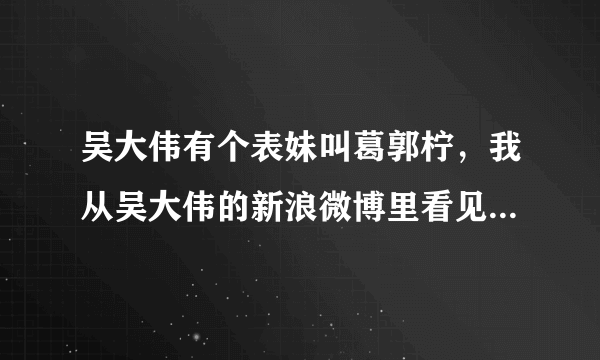 吴大伟有个表妹叫葛郭柠，我从吴大伟的新浪微博里看见的，我是吴大伟的忠实粉丝哦~