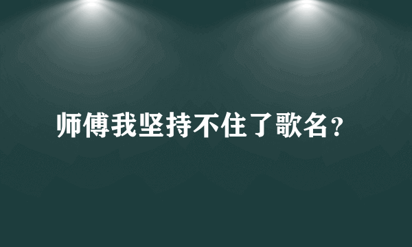 师傅我坚持不住了歌名？