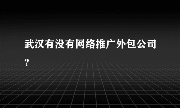 武汉有没有网络推广外包公司？