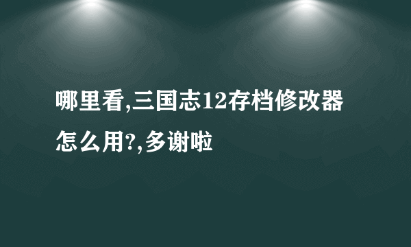 哪里看,三国志12存档修改器怎么用?,多谢啦