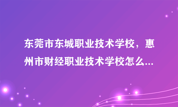 东莞市东城职业技术学校，惠州市财经职业技术学校怎么样好不好