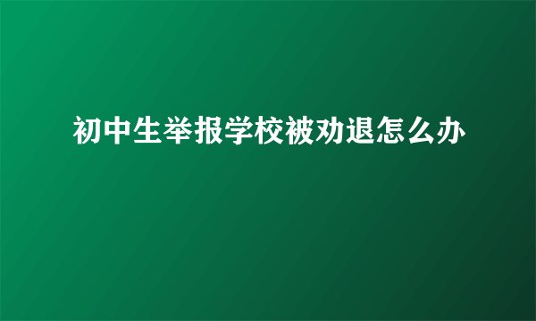 初中生举报学校被劝退怎么办