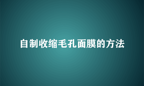 自制收缩毛孔面膜的方法