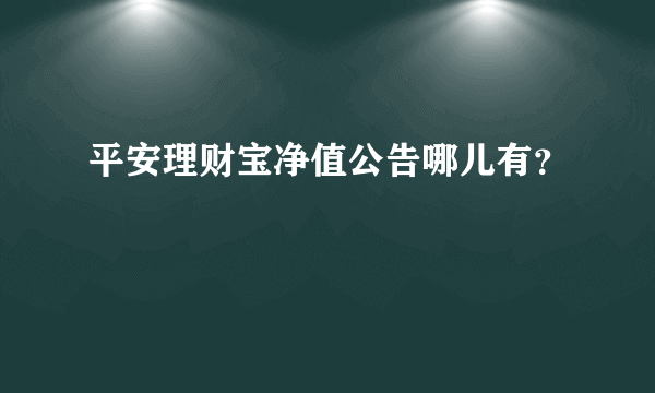 平安理财宝净值公告哪儿有？