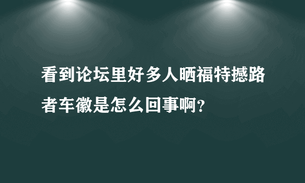 看到论坛里好多人晒福特撼路者车徽是怎么回事啊？