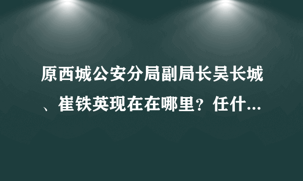 原西城公安分局副局长吴长城、崔铁英现在在哪里？任什么职务？