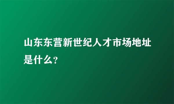 山东东营新世纪人才市场地址是什么？