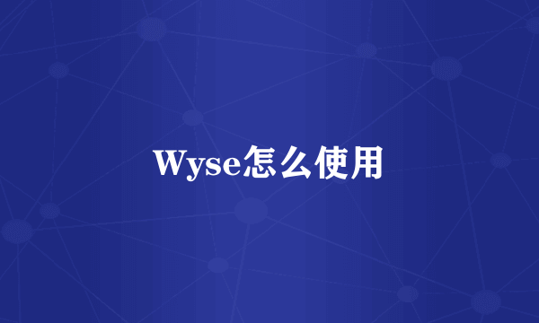 Wyse怎么使用