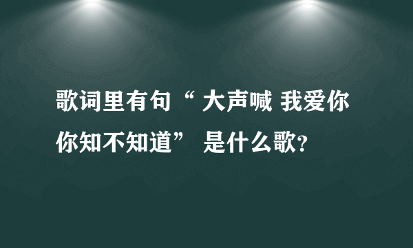 歌词里有句“ 大声喊 我爱你 你知不知道” 是什么歌？