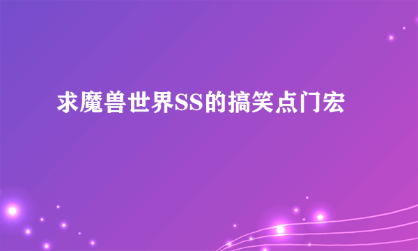 求魔兽世界SS的搞笑点门宏