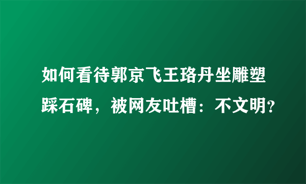 如何看待郭京飞王珞丹坐雕塑踩石碑，被网友吐槽：不文明？