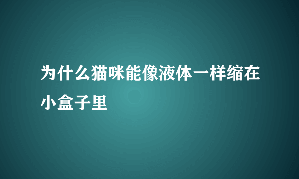 为什么猫咪能像液体一样缩在小盒子里