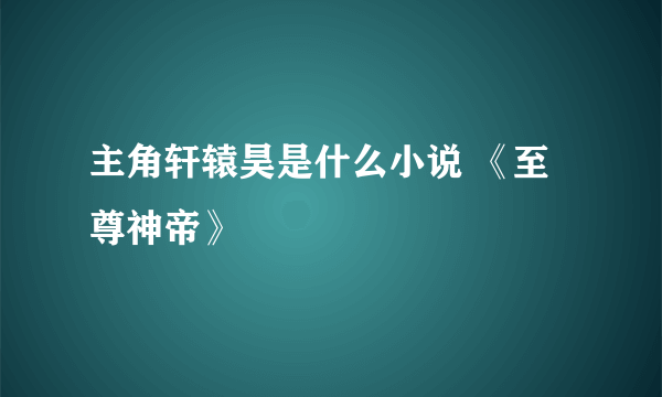 主角轩辕昊是什么小说 《至尊神帝》