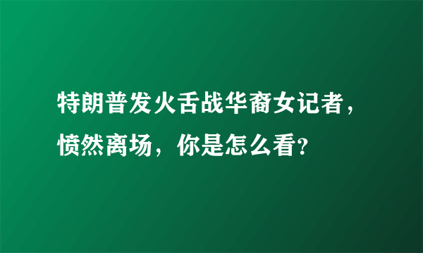 特朗普发火舌战华裔女记者，愤然离场，你是怎么看？