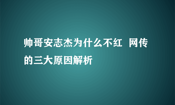 帅哥安志杰为什么不红  网传的三大原因解析