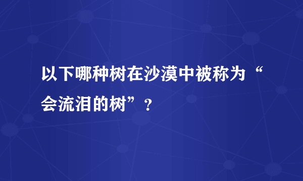 以下哪种树在沙漠中被称为“会流泪的树”？