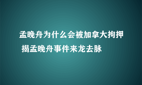 孟晚舟为什么会被加拿大拘押 揭孟晚舟事件来龙去脉