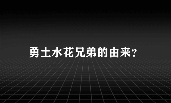 勇土水花兄弟的由来？