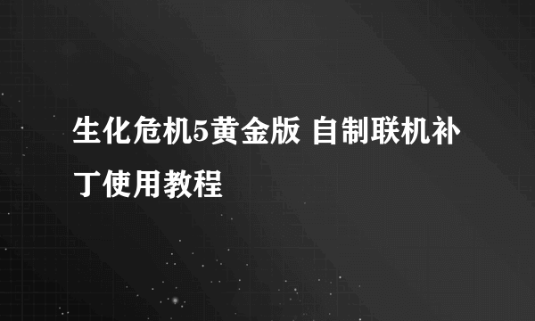 生化危机5黄金版 自制联机补丁使用教程