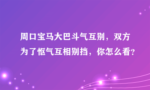 周口宝马大巴斗气互别，双方为了怄气互相别挡，你怎么看？