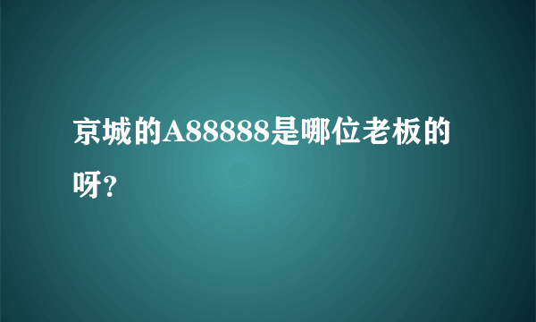 京城的A88888是哪位老板的呀？