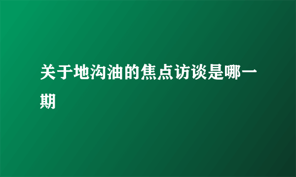 关于地沟油的焦点访谈是哪一期