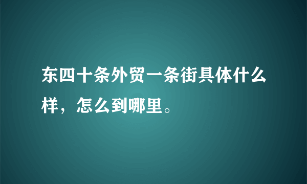 东四十条外贸一条街具体什么样，怎么到哪里。