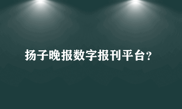 扬子晚报数字报刊平台？