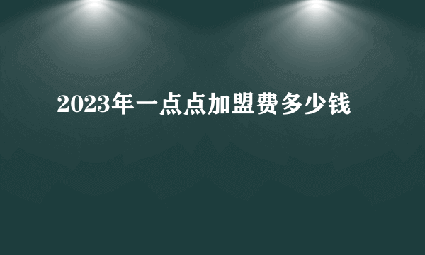 2023年一点点加盟费多少钱