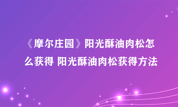 《摩尔庄园》阳光酥油肉松怎么获得 阳光酥油肉松获得方法