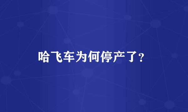 哈飞车为何停产了？