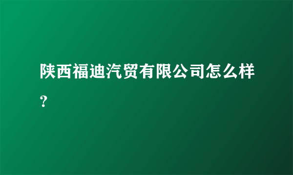 陕西福迪汽贸有限公司怎么样？