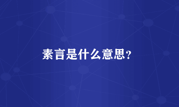 素言是什么意思？