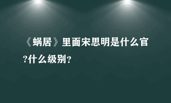 《蜗居》里面宋思明是什么官?什么级别？