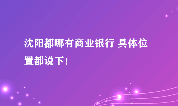 沈阳都哪有商业银行 具体位置都说下！